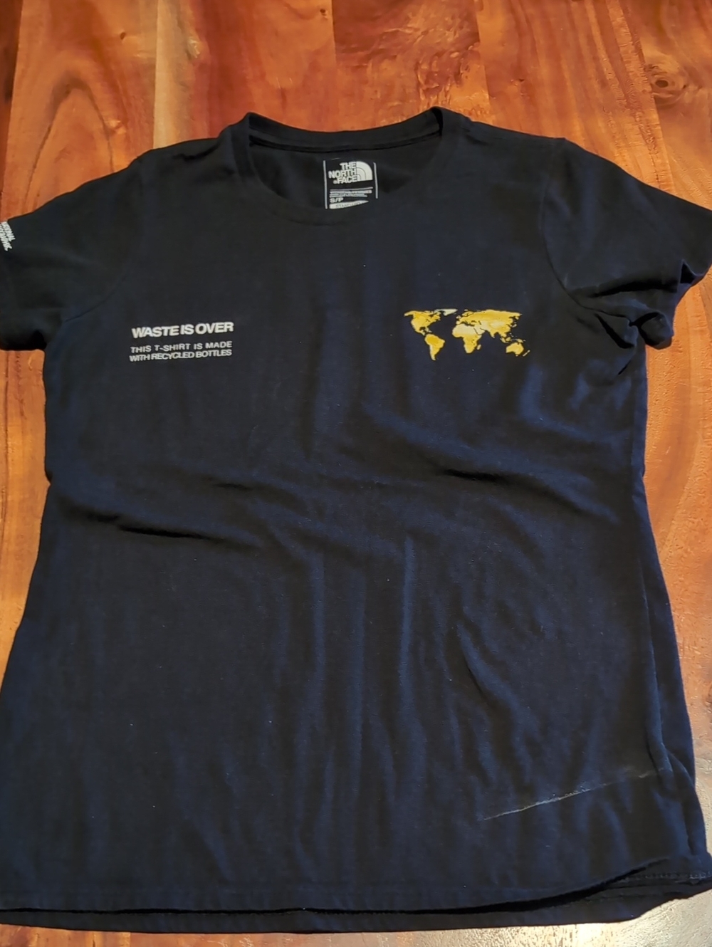 The North Face Black Tee with White Logo Neck Print